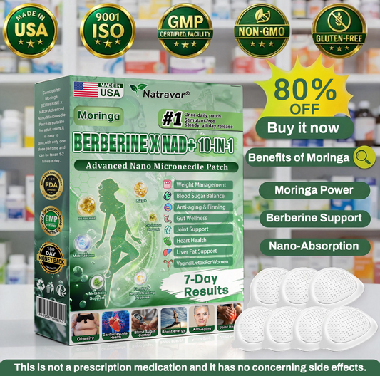 🎁 Only 5 boxes left! Get an extra 50% OFF today!  Upgrade your daily wellness routine with the 𝐍𝐚𝐭𝐫𝐚𝐯𝐨𝐫® Moringa · Berberine × NAD+ 10-in-1 Advanced Nano Microneedle Patch.  👉 Get Yours Before It’s Gone!