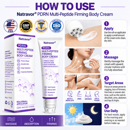 Natravor®🎗️ PDRN Multi-Peptide Firming Body Cream | Anti-Aging Skincare, Deep Hydration, Firming & Lifting Care for Smoother, More Radiant-Looking Skin（c）