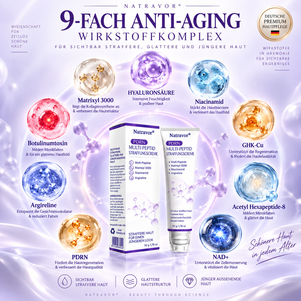 Natravor®🎗️ PDRN Multi-Peptide Firming Body Cream | Anti-Aging Skincare, Deep Hydration, Firming & Lifting Care for Smoother, More Radiant-Looking Skin（c）
